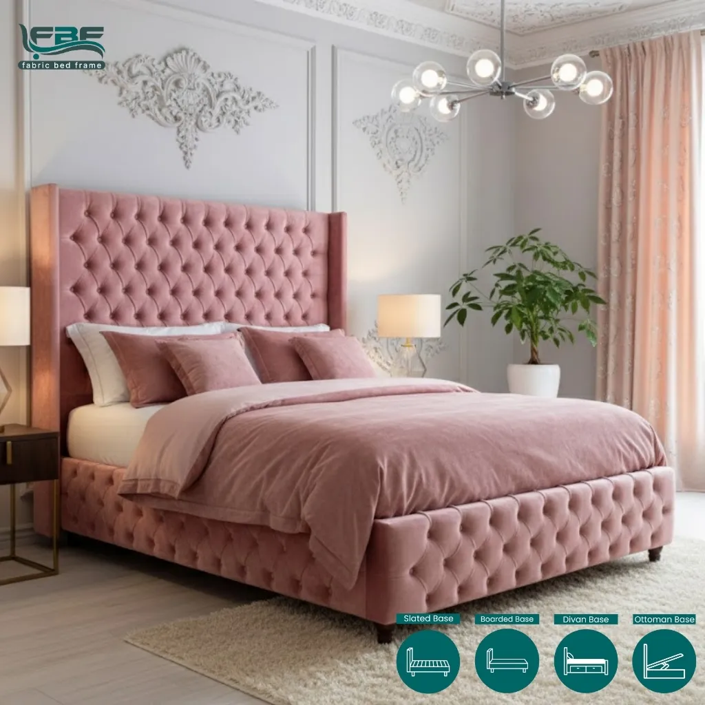 Alina Upholstered Chesterfield Wingback Bed Frame With Ottoman Storage (9) Alina Upholstered Chesterfield Wingback Bed Frame With Ottoman Storage (9)