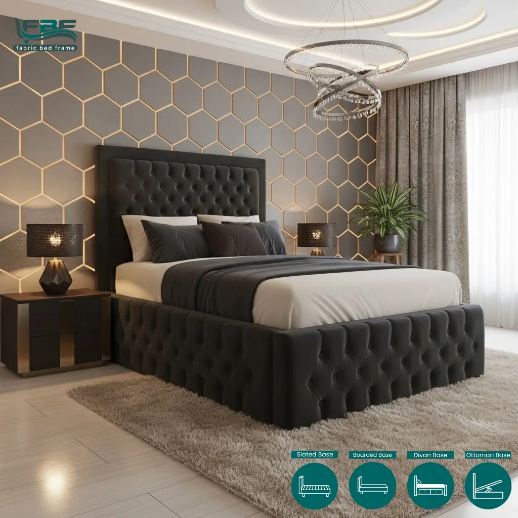 Chicago Upholstered Chesterfield Bed Frame With Ottoman Storage Options (3)