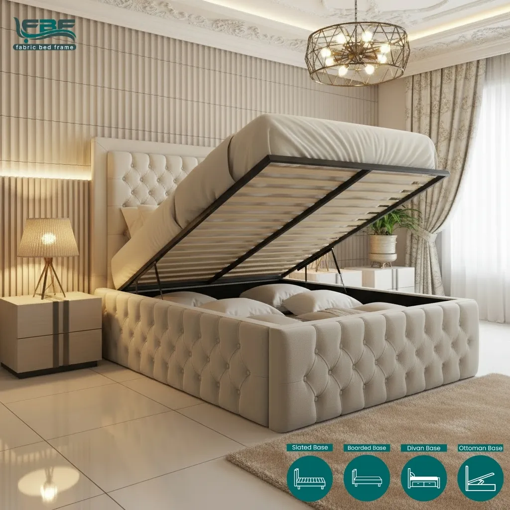 Chicago Upholstered Chesterfield Bed Frame With Ottoman Storage Options (5)