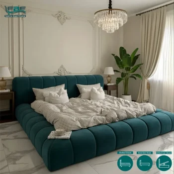 Florida Upholstered Bubble Cloud Bed Frame with Ottoman Storage