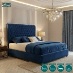 Giselle Upholstered Chesterfield Sleigh Bed Frame With Ottoman and Divan Storage Options