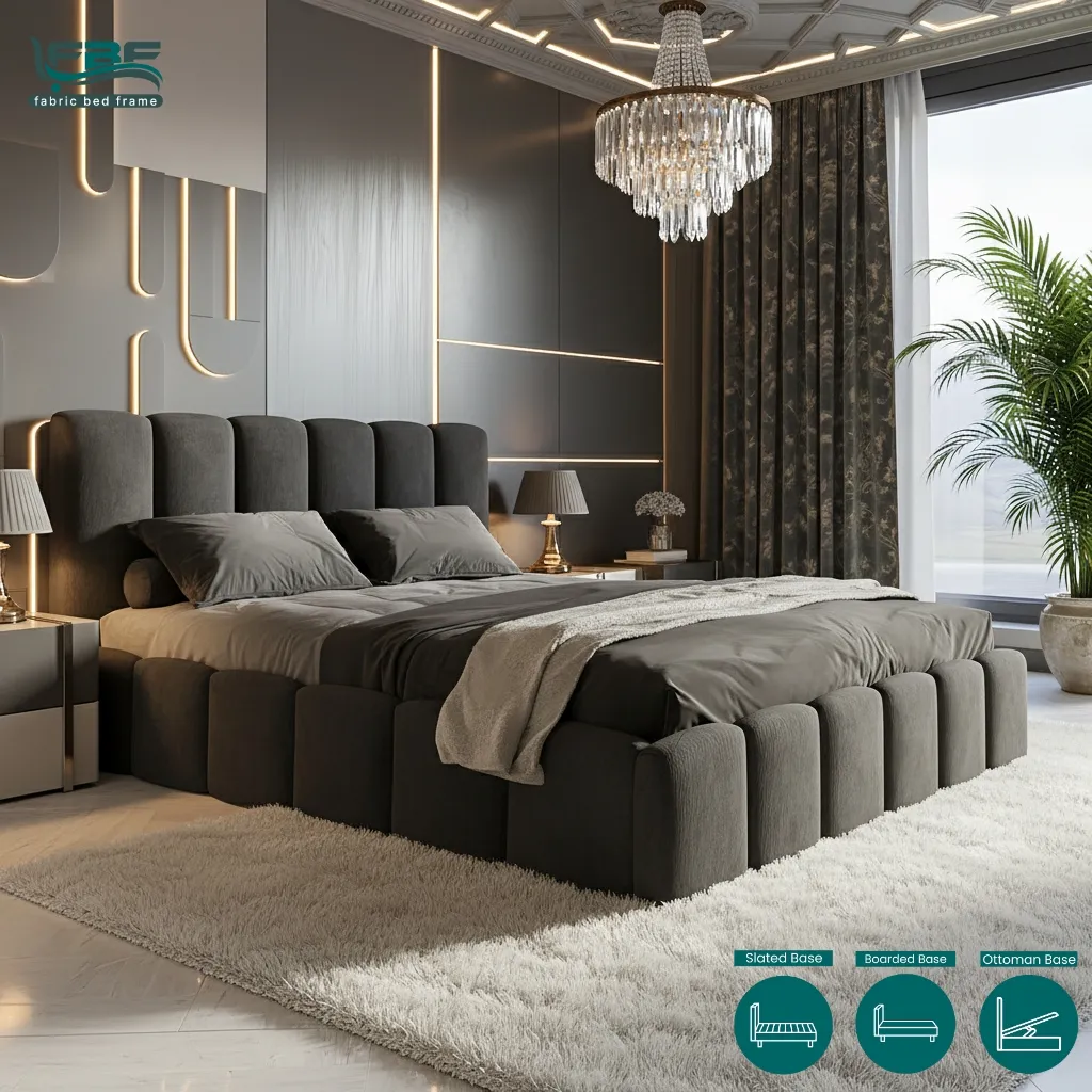 Jersey Cloud Bubble Upholstered Bed Frame With Ottoman Storage (3)