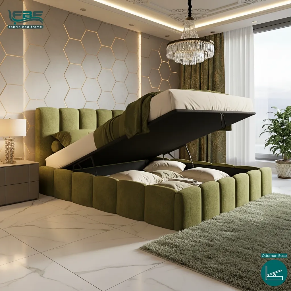 Jersey Cloud Bubble Upholstered Bed Frame With Ottoman Storage (6)