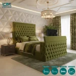 Lincoln Upholstered Chesterfield TV Bed Frrame With Ottoman Storage