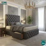 Lucy High Headboard Uphosltered Chesterfield Bed Frame With Ottoman and Divan Storage Options (2)