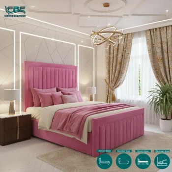 Vertical Channel Upholstered Bed Frame With Ottoman and Divan Storage Options