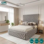 Lyra Upholstered Chesterfield Bed Frame with Ottoman Storage Options