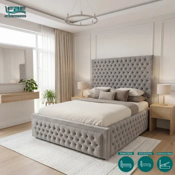 Lyra Upholstered Chesterfield Bed Frame with Ottoman Storage Options