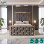 Marlowe Silver Strips Upholstered Bed Frame with Divan and Ottoman Storage Options (2)
