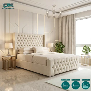 Matira Upholstered Chesterfield Wingbag Bed Frame with Divan and Ottoman Storage Options