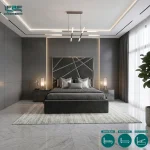 Zyrel Silver Strips Upholstered Bed Frame with Divan and Ottoman Storage Options (2)