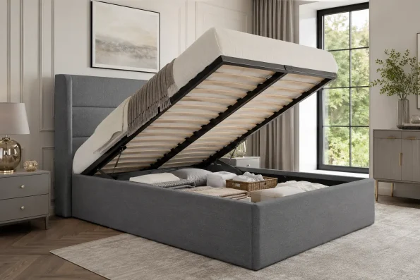 Ottoman storage bed with hidden storage compartment