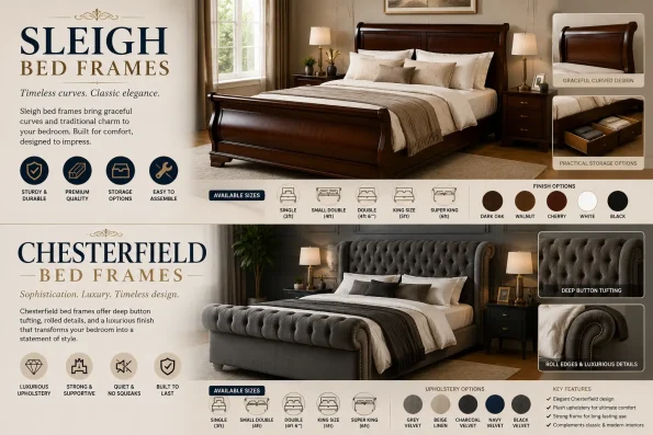 Sleigh and Chesterfield Bed Frames