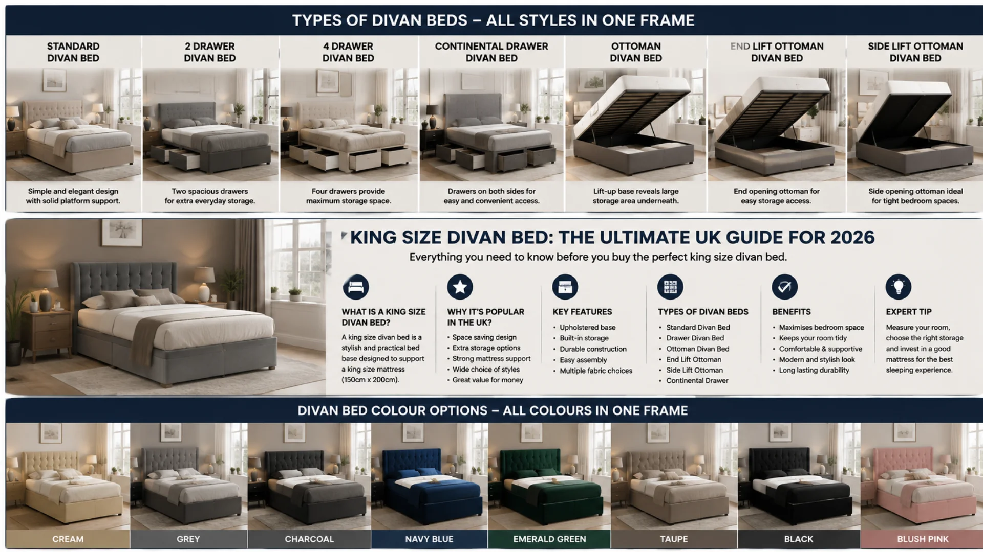 Different Types of King Size Divan Beds